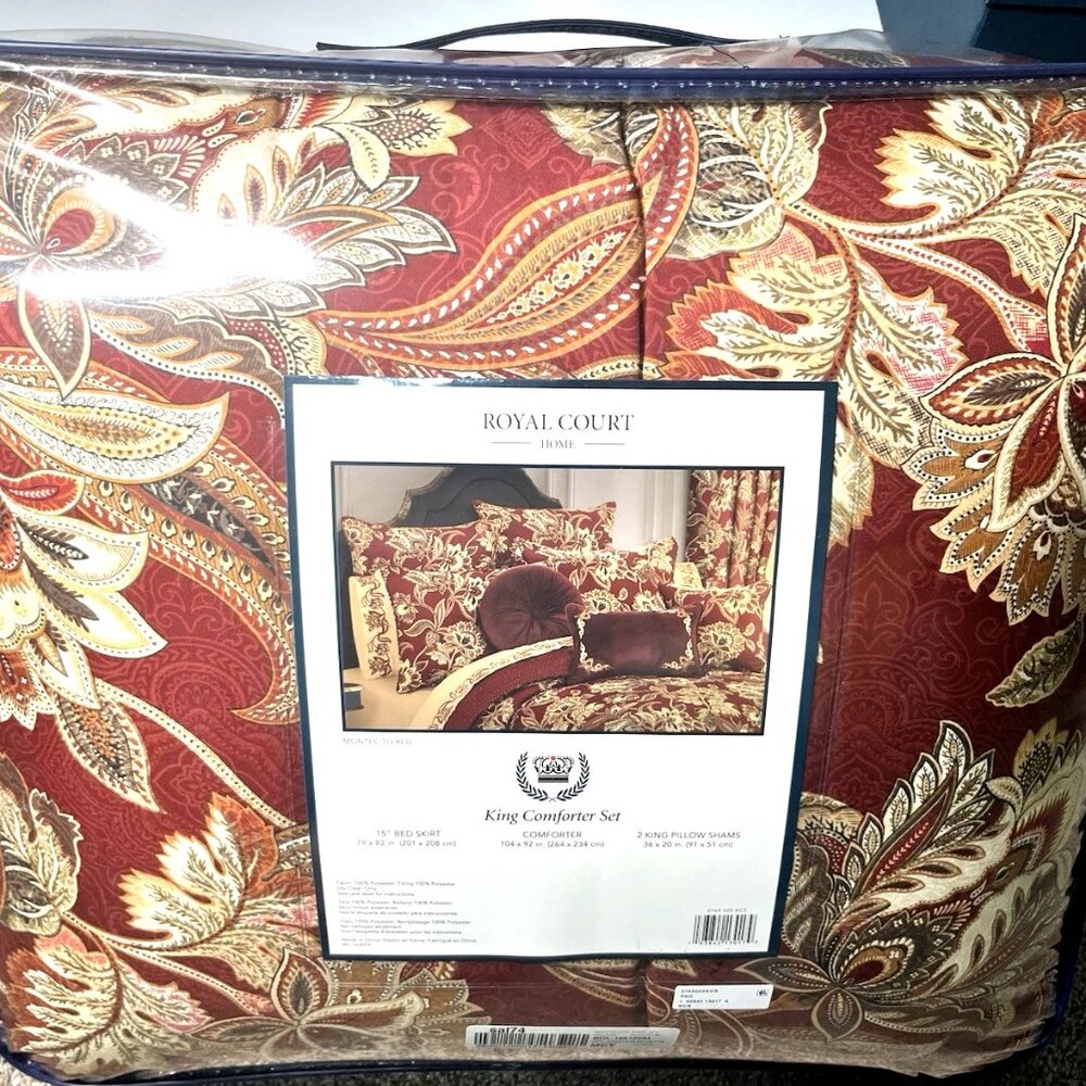 Royal Court Montecito 4-Pc Comforter Set - King - Floral Polyester Red New w/tag